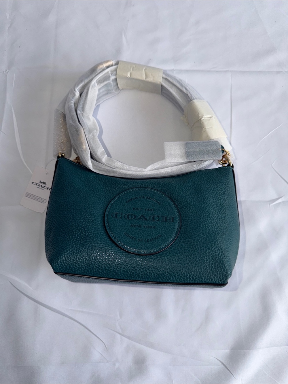 Coach "Dempsey" Small Pebble Leather Shoulder Bag with Patch
